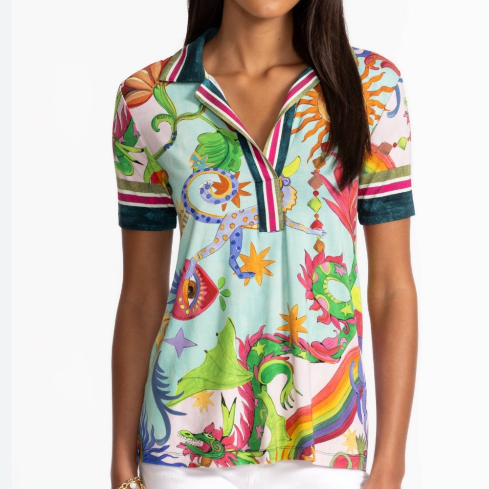 NWT Johnny Was The Janie Favorite Short Sleeve Swing Polo! Size S